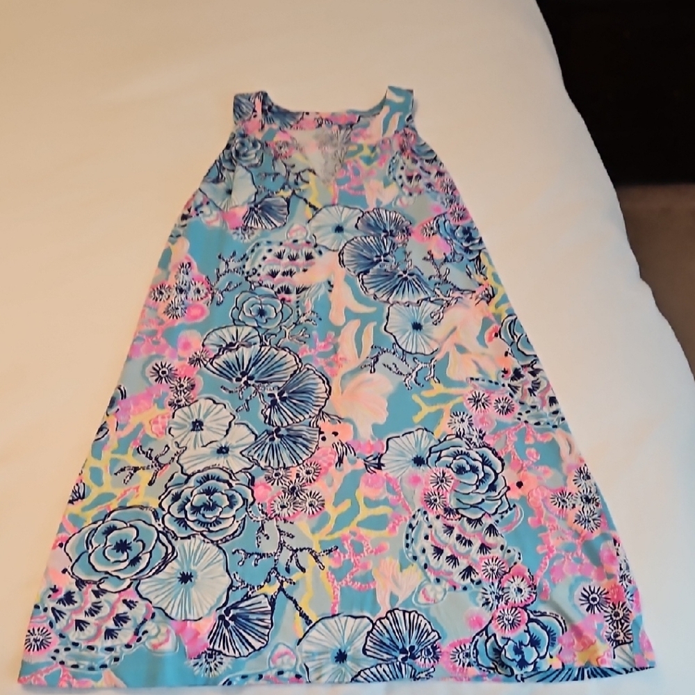 Floral Dress in Blue and Pink